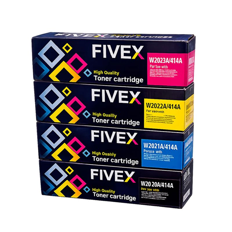 Kit de tóner Fivex 414A CMYK para HP Color LaserJet diagonal