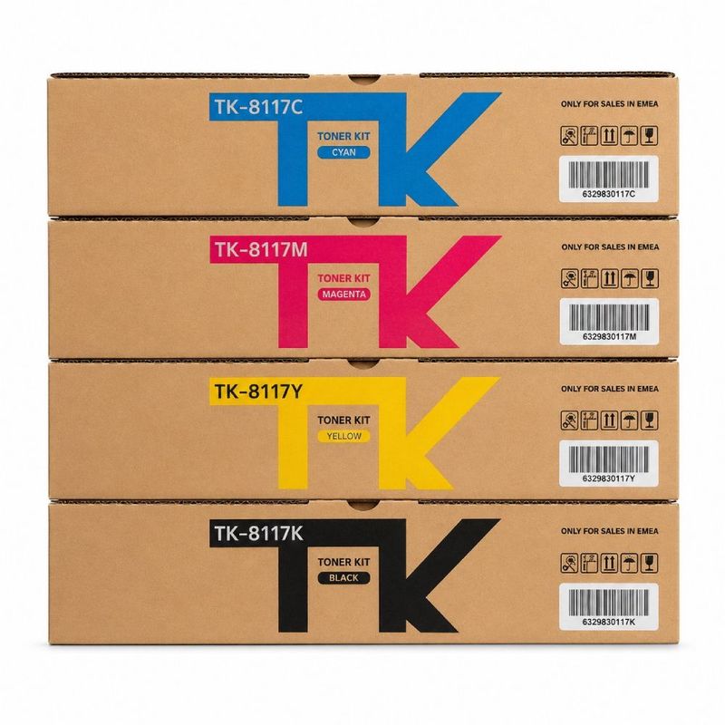 Kit de tóner Fivex TK-8117 CMYK compatible con Kyocera frontal