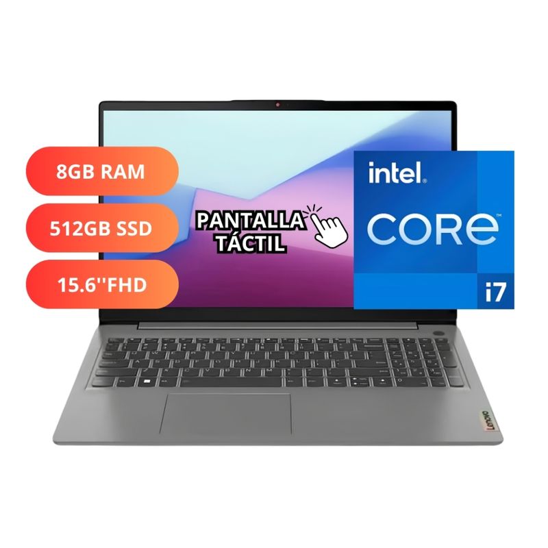 Laptop Lenovo IdeaPad 3 15IAU7 Core i7 512GB SSD táctil plateado especificaciones