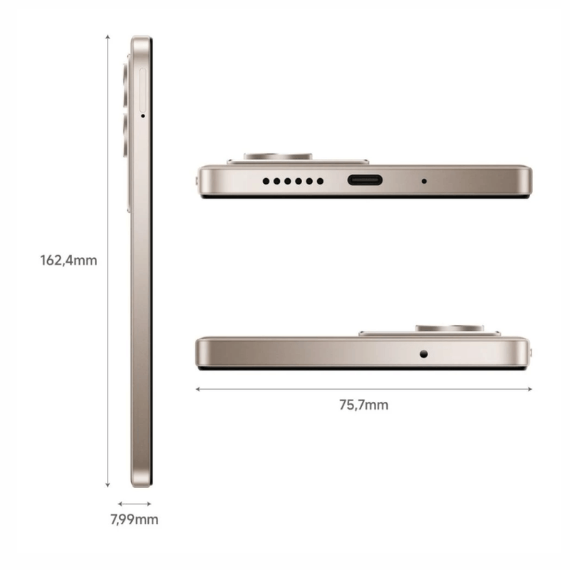 Celular Xiaomi Redmi 15 5G 256GB 8GB RAM IP64 Gris Titanio dimensiones