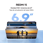 Celular Xiaomi Redmi 15 5G 256GB 8GB RAM IP64 negro pantalla 6.9"
