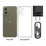 Celular Motorola Moto G06 256GB 4GB RAM cámara 50MP café contenido de caja