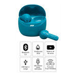 Audífonos JBL Tune Flex 2 ANC Bluetooth 5.3 IP54 turquesa especificaciones