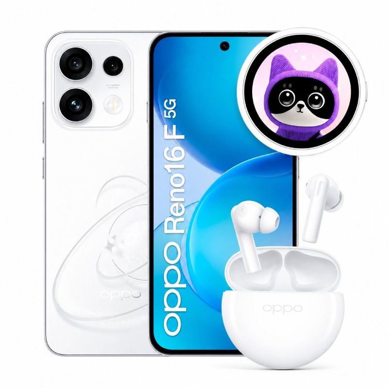 Combo Oppo Reno16 F 5G 256GB 8GB + Enco Buds2 + Bubble frontal