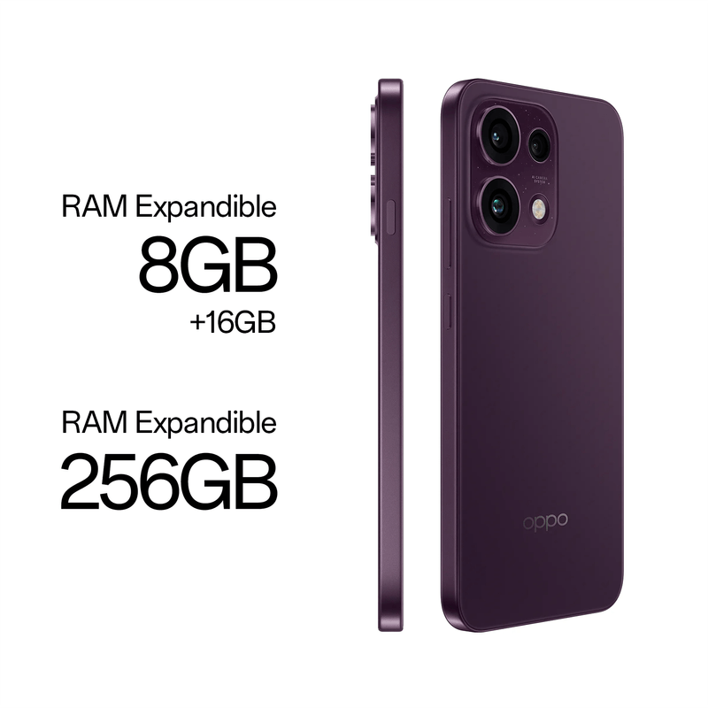 Combo Oppo Reno16 F 5G 256GB 8GB + Enco Buds2 Pro Blanco oblicuo