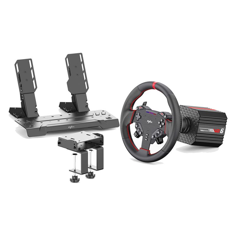 Volante PXN VD6 Direct Drive 6 Nm + pedales Hall para PC frontal