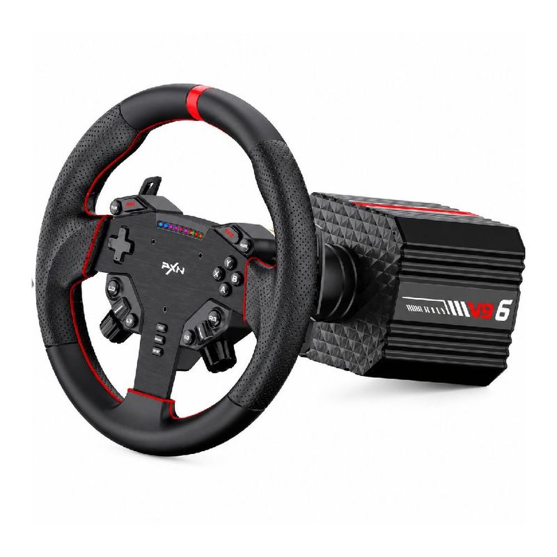 Volante PXN VD6 Direct Drive 6 Nm + pedales Hall para PC diagonal