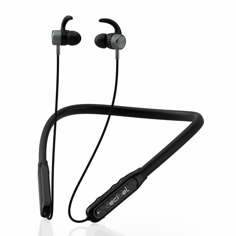 Audífonos Decibel Active Bluetooth 18h IPX5 negro oblicuo derecha