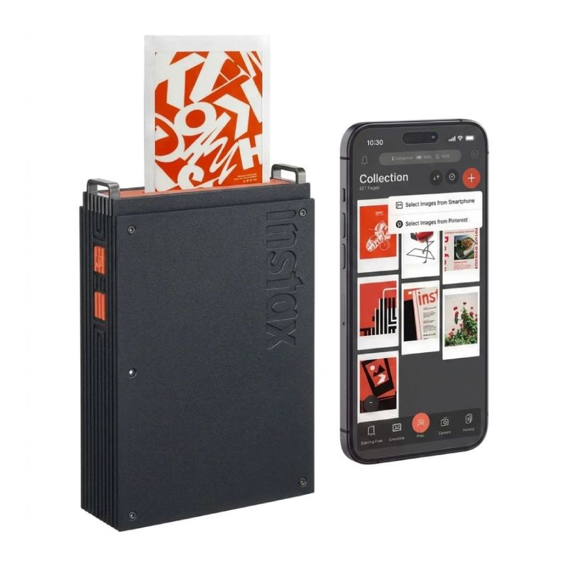 Impresora Instax Mini Link Plus Bluetooth Black & Orange frontal oblicuo