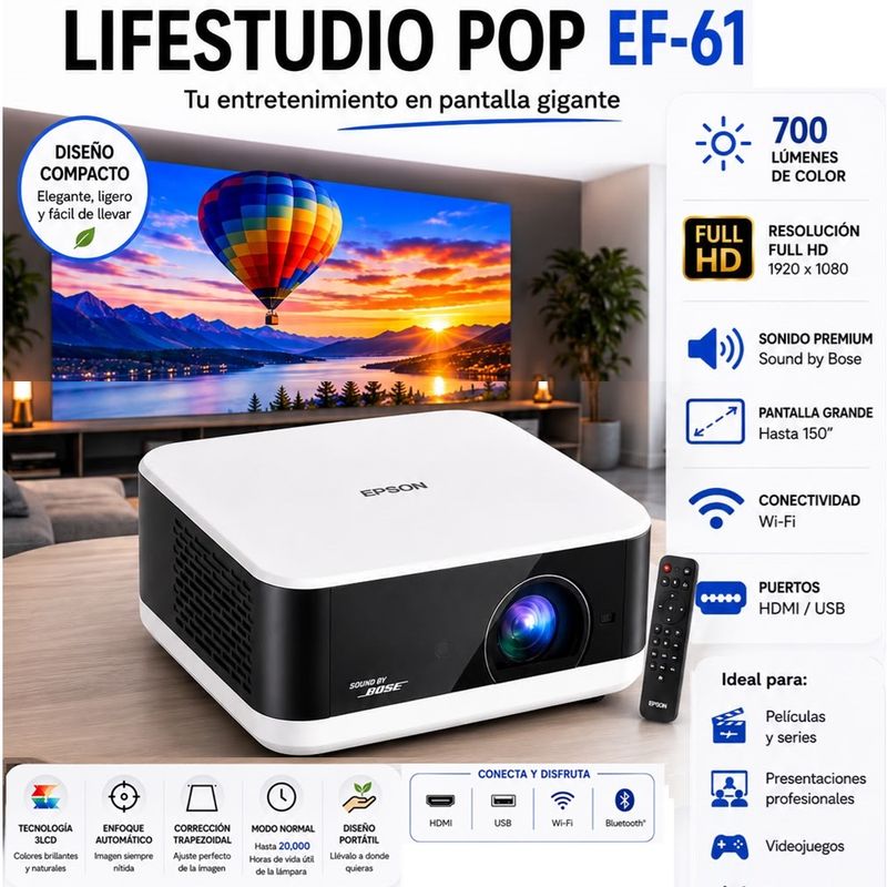 Proyector Epson EF-61 Full HD 700 lúmenes Google TV característica