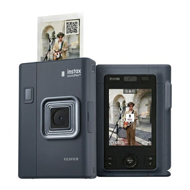 Cámara Fujifilm Instax Mini LiPlay Plus pantalla LCD Bluetooth Azul frontal