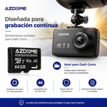 MicroSD AZDOME 64GB microSDXC U3 V30 A2 4K para Dash Cam características