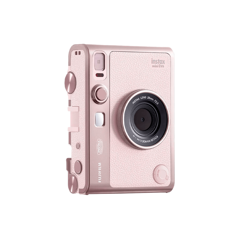 Cámara Fujifilm Instax Mini Evo Hybrid Bluetooth rosa diagonal