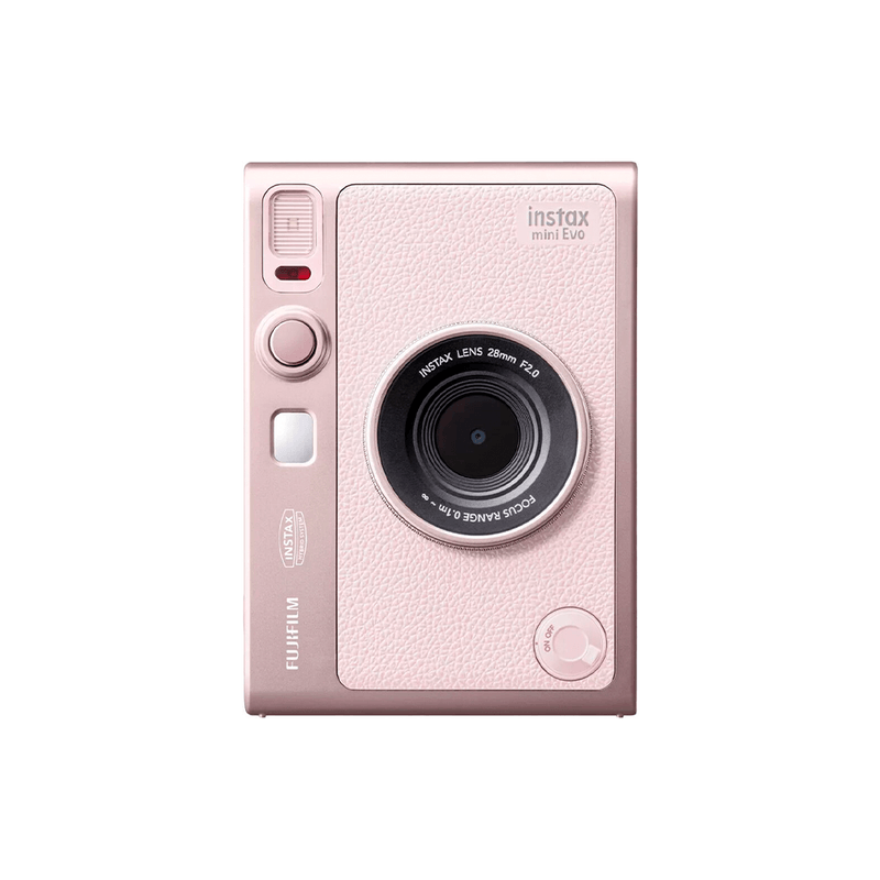 Cámara Fujifilm Instax Mini Evo Hybrid Bluetooth rosa frontal