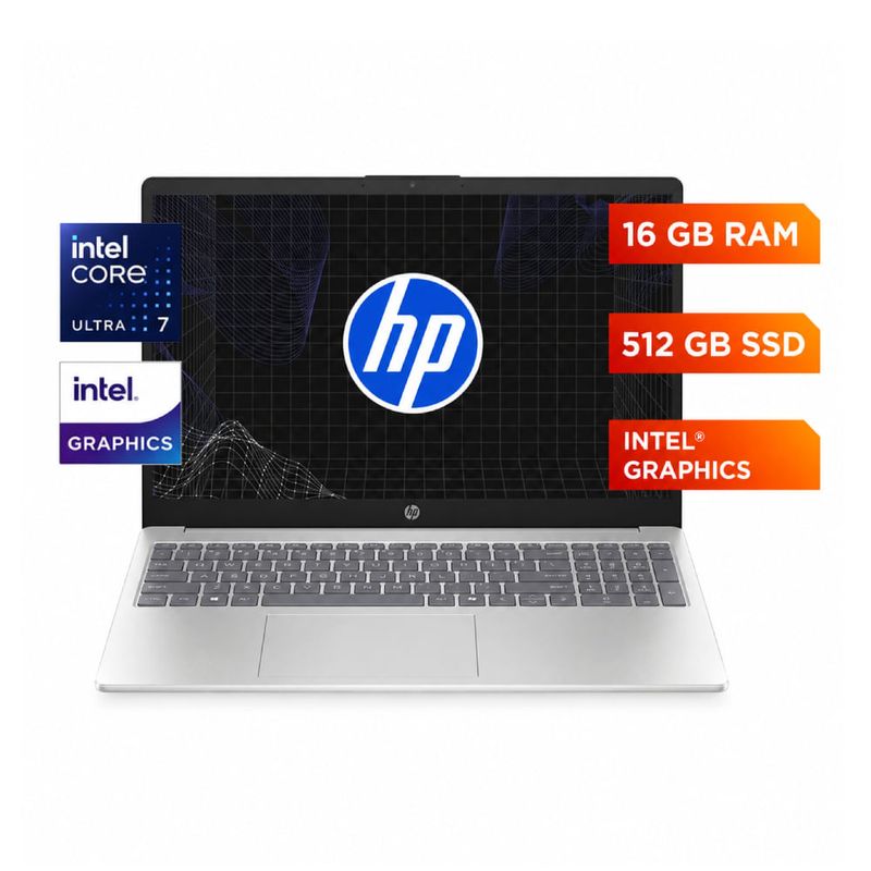 Laptop HP 15-fd2747nr 15.6 pulgadas Core Ultra 7 512GB SSD táctil plateado especificaciones