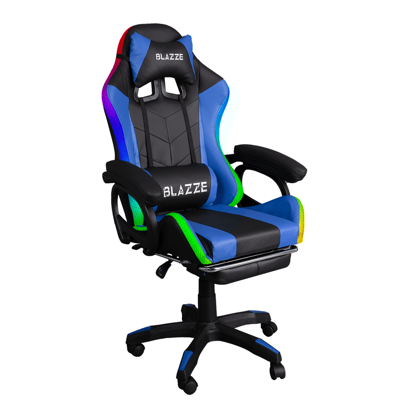 Silla gamer Blazze Buff RGB reclinable 135° con reposapiés frontal oblicuo