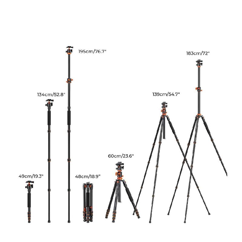 Trípode K&F Concept KF09.090v1 aluminio 183cm tamaño