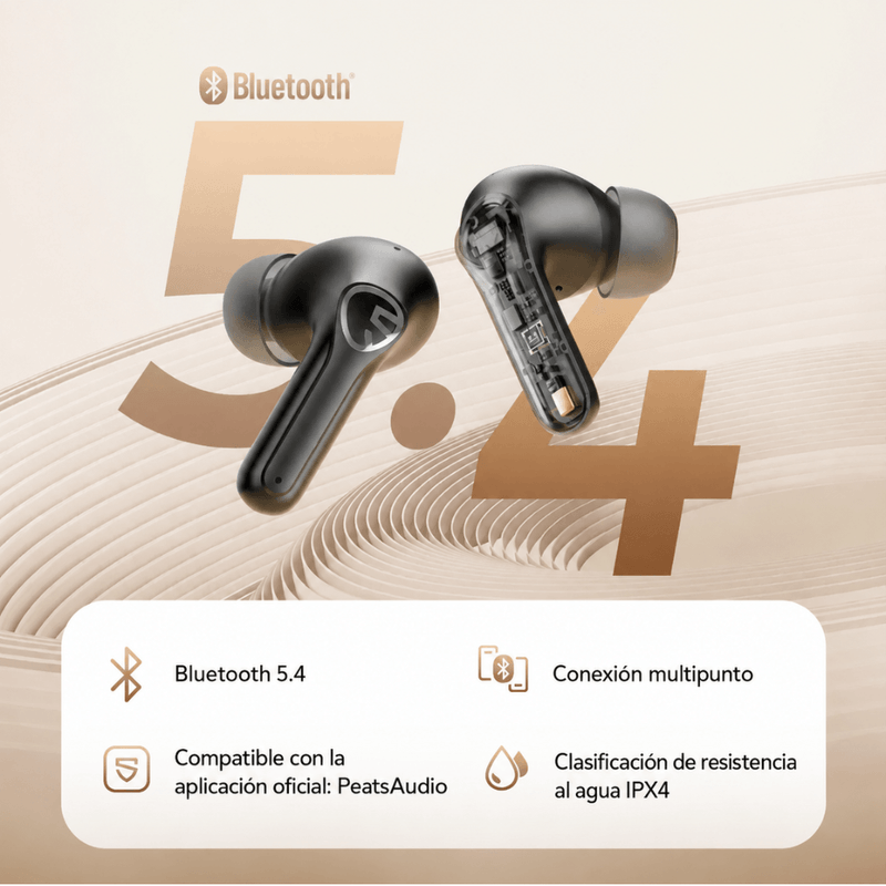 Audífonos SoundPEATS T3 Pro ANC IPX4 28 h negro bluetooth 5.4
