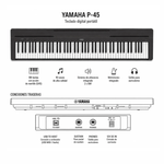 Piano Yamaha P-45 Pack 88 teclas GHS 10 sonidos negro especificaciones