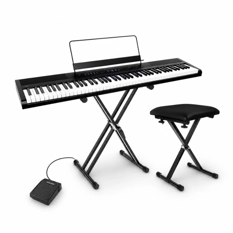 Piano digital Alesis Concert Pack 88 teclas 10 sonidos negro frontal