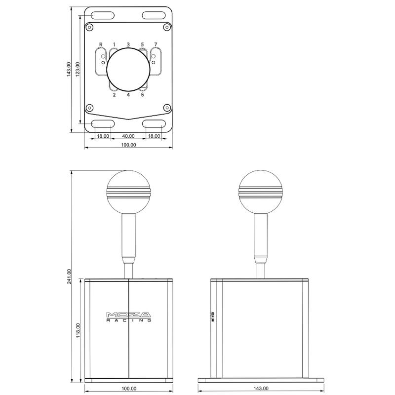 Palanca de cambios Moza HGP 7+R para Sim Racing USB  medidas