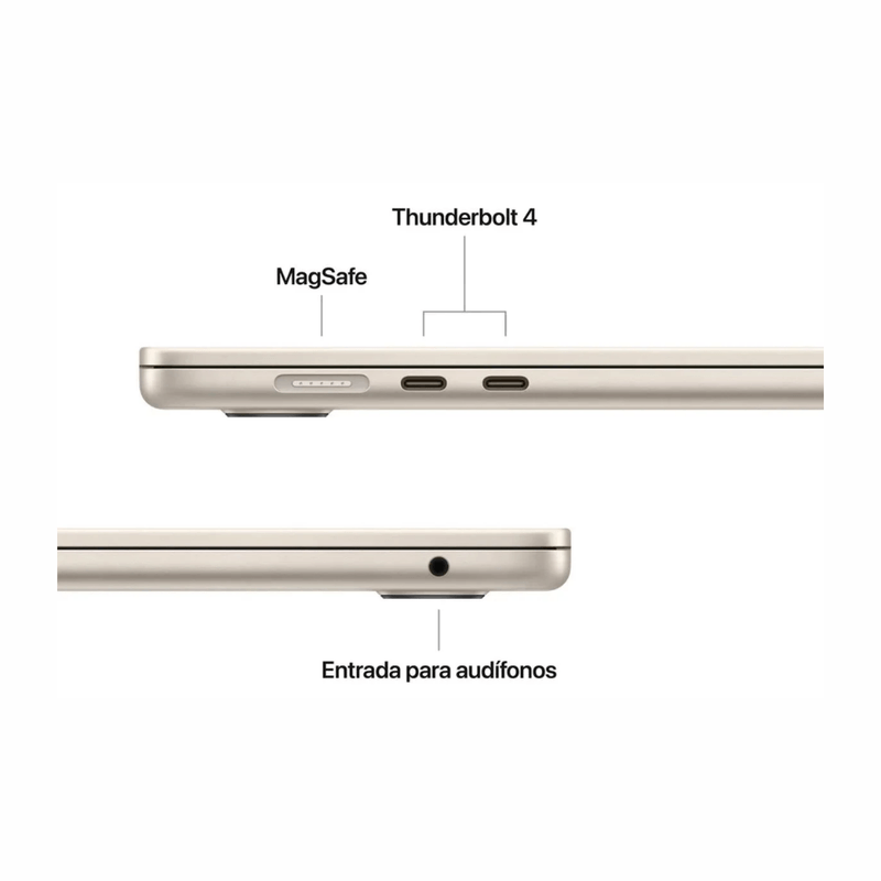 MacBook Air 15" M5 512GB SSD 16GB RAM starlight puertos