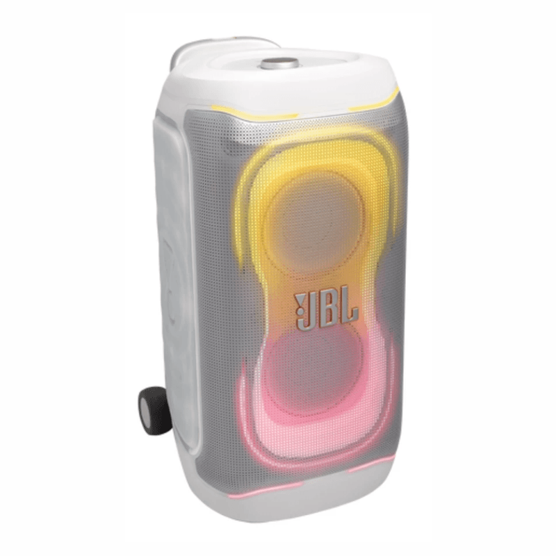 Parlante JBL PartyBox 330 280 W Bluetooth 6.0 blanco ruedas de transporte