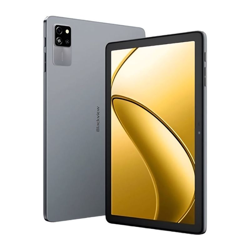 Tablet Blackview Tab 60 Wi-Fi 10.1 128GB 4GB RAM gris frontal y dorsal oblicuo