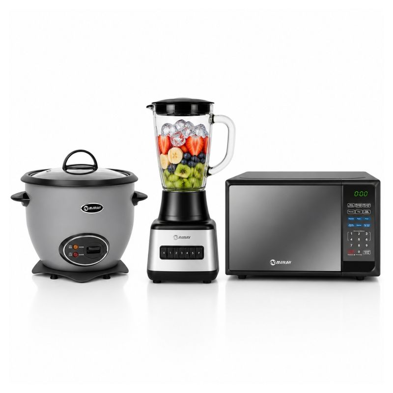 Olla arrocera + licuadora + microondas Miray para cocina frontal
