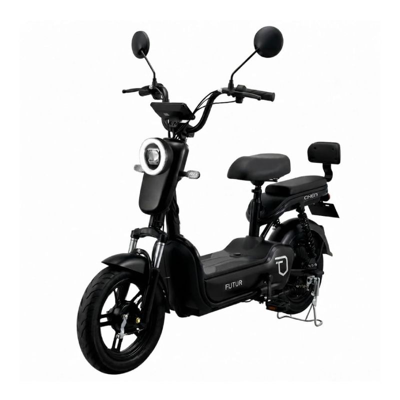 Bicimoto eléctrica Futur Oxen 350W 35km 25km/h negro frontal oblicuo