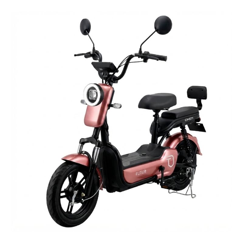 icimoto eléctrica Futur Oxen 350W 35km 25km/h rosa frontal oblicuo