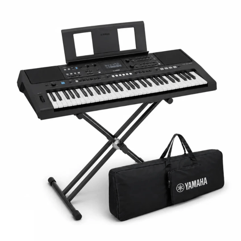 Teclado Yamaha PSR-E483 61 teclas 860 tonos Pack negro frontal