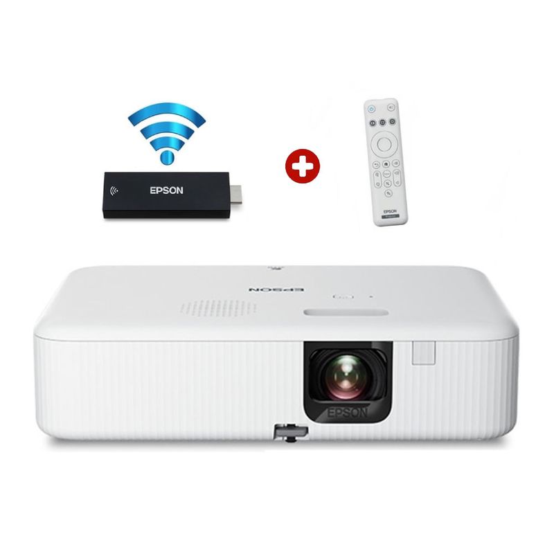 Proyector Epson EpiqVision FH02 FHD con Android TV hasta 300" blanco frontal + control remoto