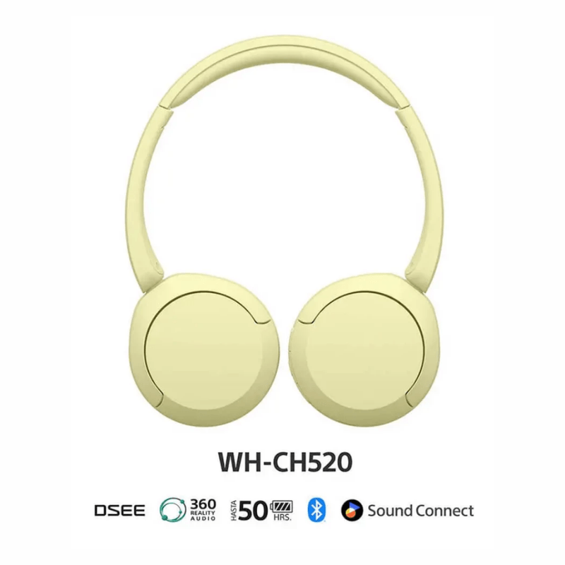 Audífonos Sony WH-CH520 Bluetooth 5.2 50 h amarillo detalles