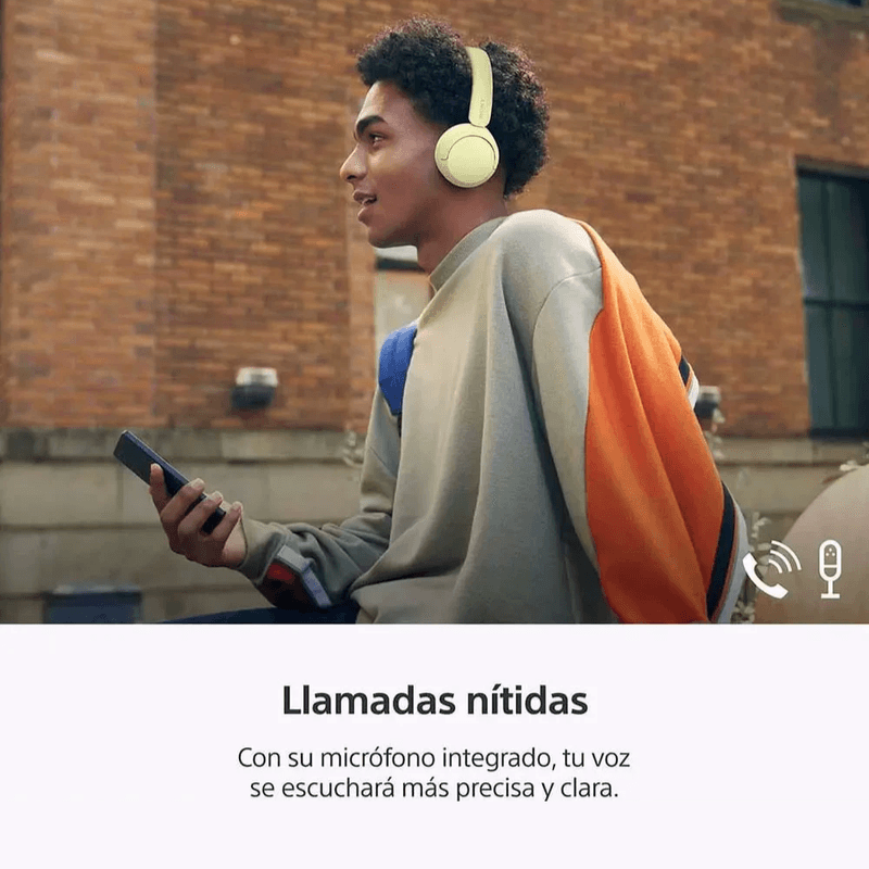 Audífonos Sony WH-CH520 Bluetooth 5.2 50 h amarillo micrófono integrado