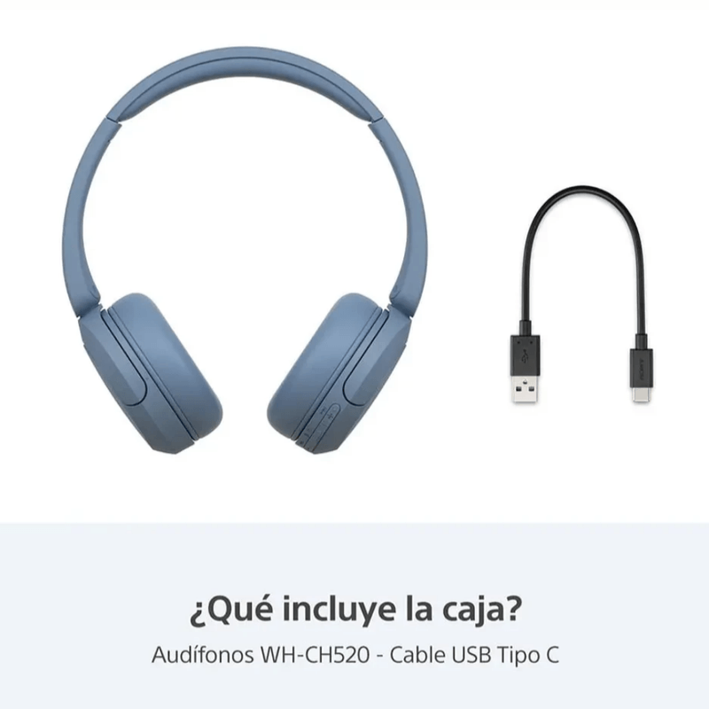 Audífonos Sony WH-CH520 Bluetooth 5.2 50 h azul contenido de caja