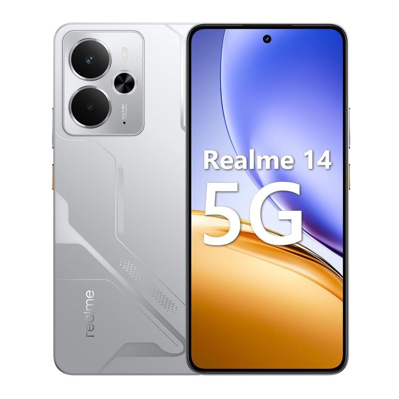Celular Realme 14 5G 256 GB 8 GB RAM Grey frontal dorsal