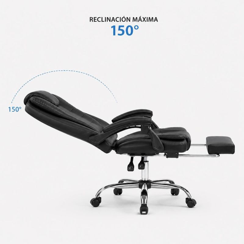 Silla gerencial G-ergonomic Relax Pro 8 Vibromasajes, negro lateral inclinable