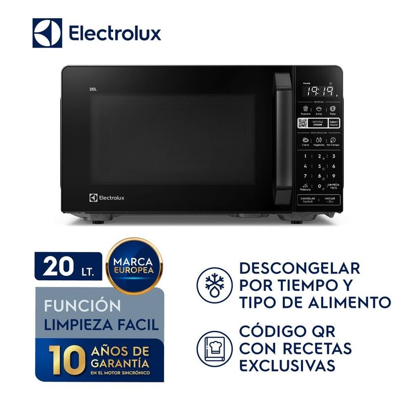 Microondas Electrolux EMDZ20S2GAB 20L, 1100W