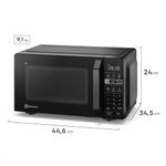 Microondas Electrolux 20L 1100W función descongelar negro frontal medidas