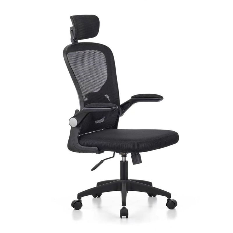 Silla gerencial flex ergonómica altura regulable negra frontal oblicuo