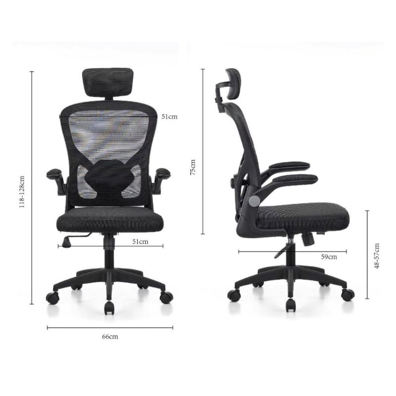 Silla gerencial flex ergonómica altura regulable negra medidas