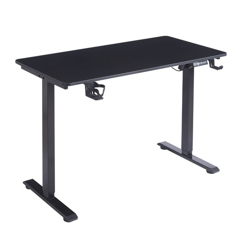 Escritorio eléctrico G-ergonomic FlowDesk altura regulable negro frontal oblicuo