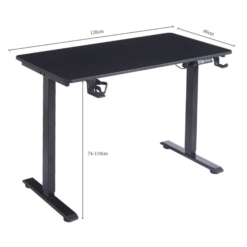 Escritorio eléctrico G-ergonomic FlowDesk altura regulable negro medidas