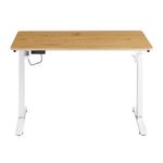 Escritorio eléctrico G-ergonomic FlowDesk altura regulable roble beige blanco frontal