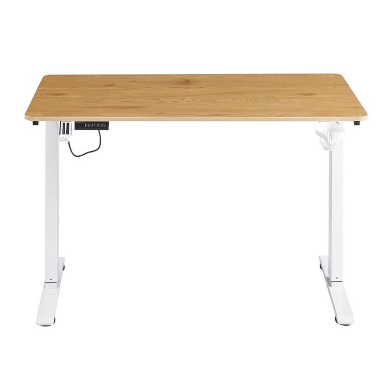 Escritorio eléctrico G-ergonomic FlowDesk altura regulable roble beige blanco frontal