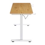 Escritorio eléctrico G-ergonomic FlowDesk altura regulable roble beige blanco lateral