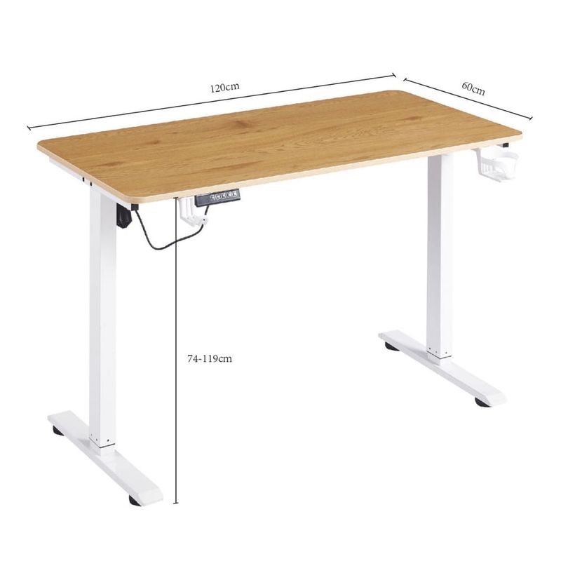 Escritorio eléctrico G-ergonomic FlowDesk altura regulable roble beige blanco medidas