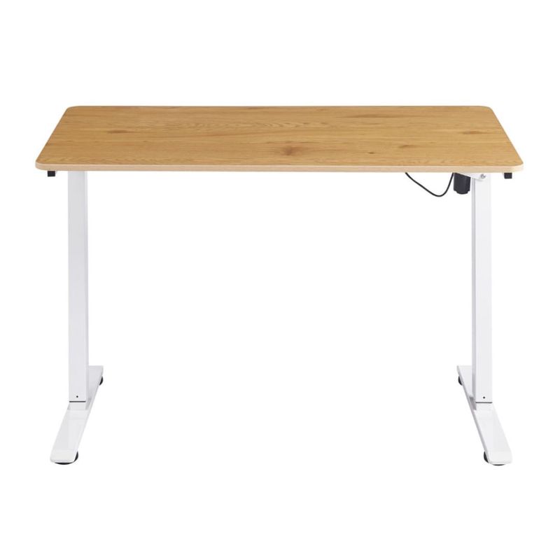 Escritorio eléctrico G-ergonomic FlowDesk altura regulable roble beige blanco dorsal