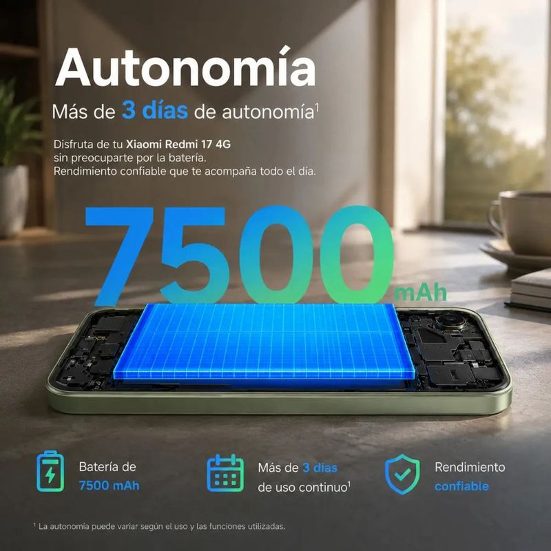 Celular Xiaomi Redmi Note 17 4G 256GB 6GB cámara 50MP batería